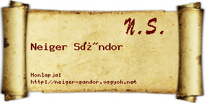 Neiger Sándor névjegykártya