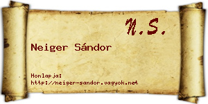 Neiger Sándor névjegykártya